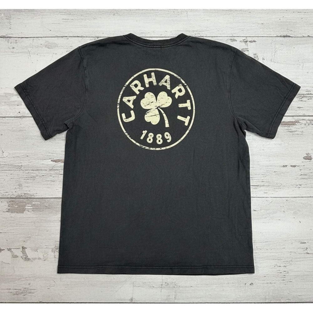 EUC Carhartt Mens XL Relaxed Fit Shamrock Pocket T-Shirt Black TK6219-M